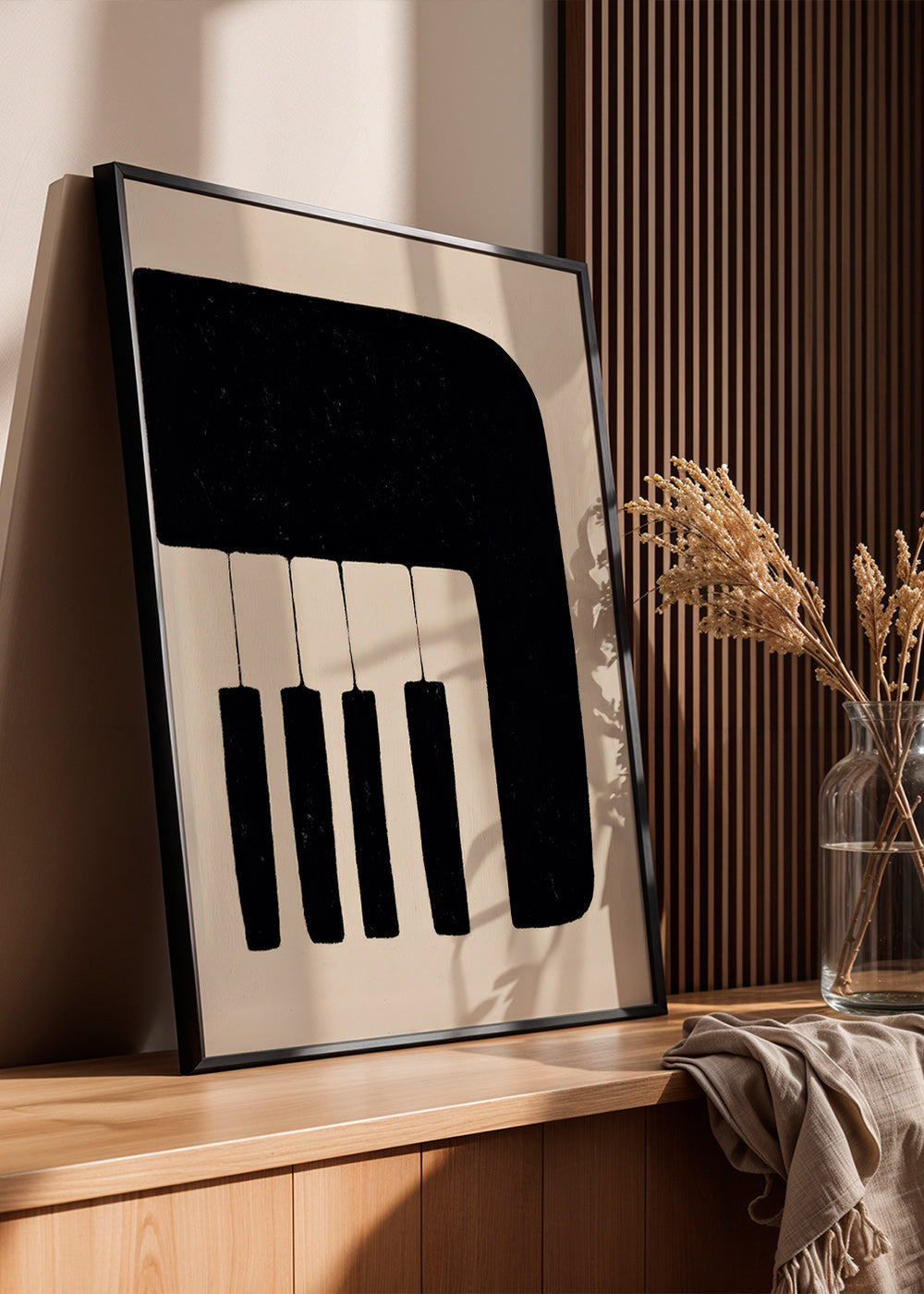 Minimalist piano artwork with keys