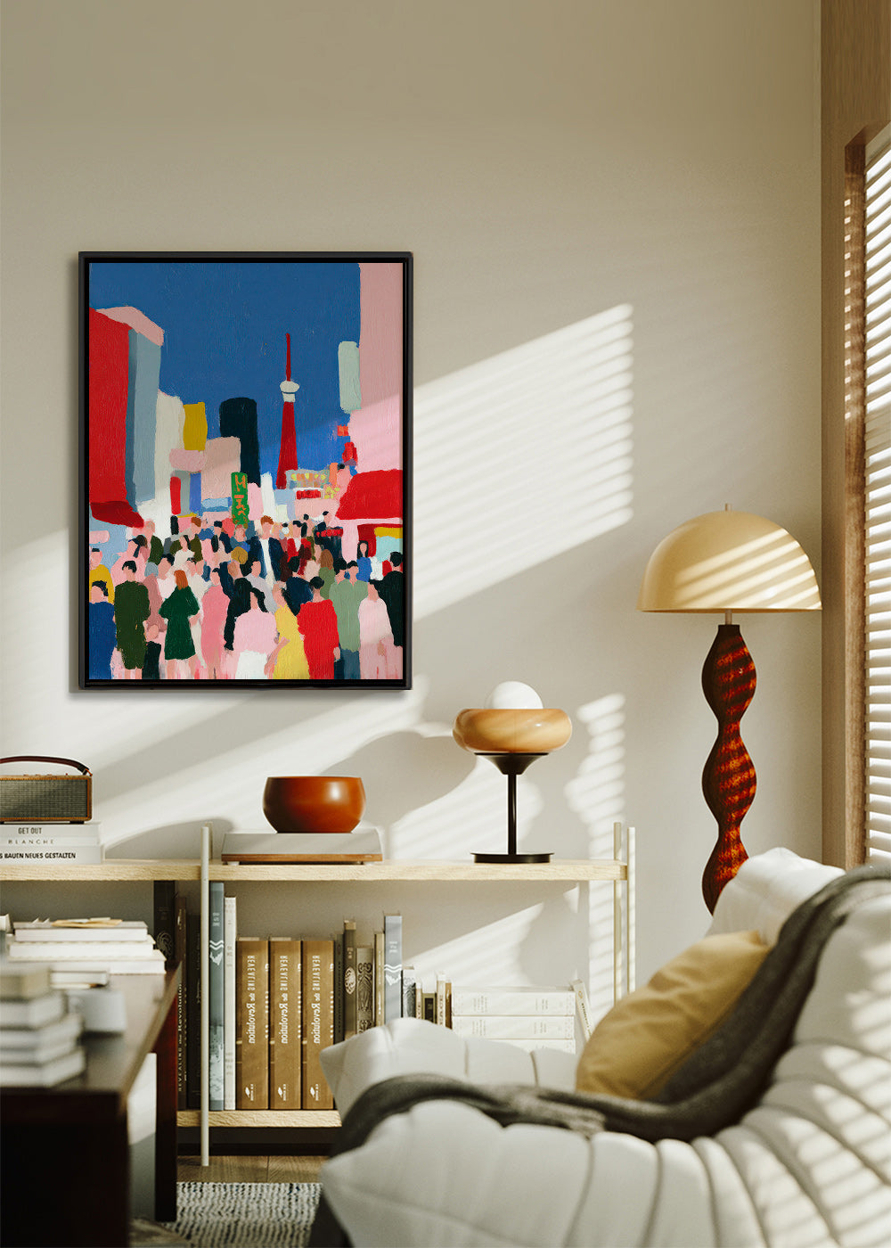 Travel poster Tokyo crowd illustration
