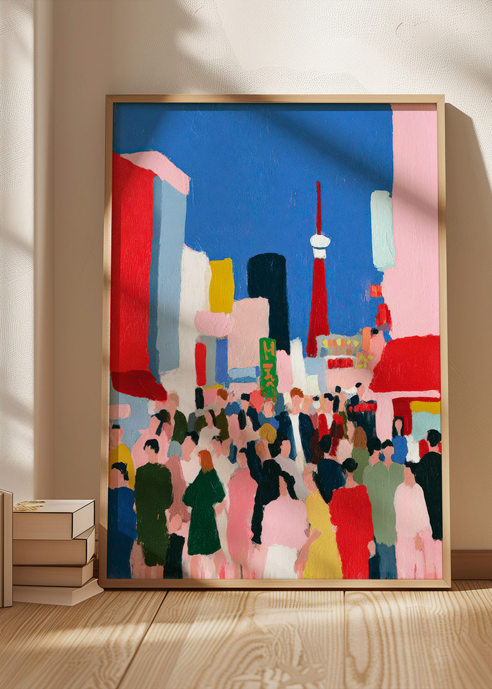 Travel poster Tokyo crowd illustration