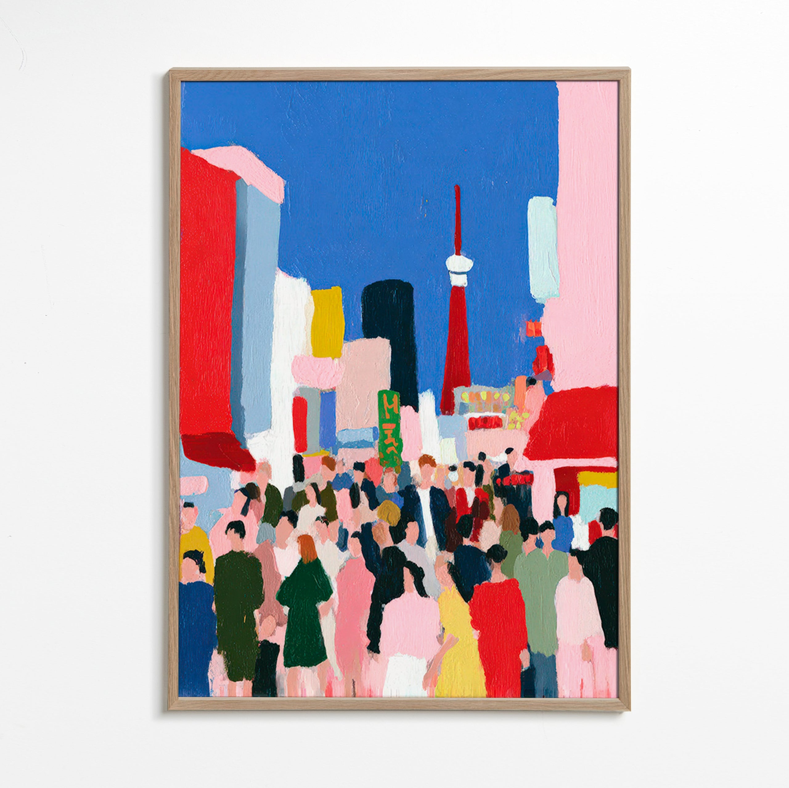 Travel poster Tokyo crowd illustration