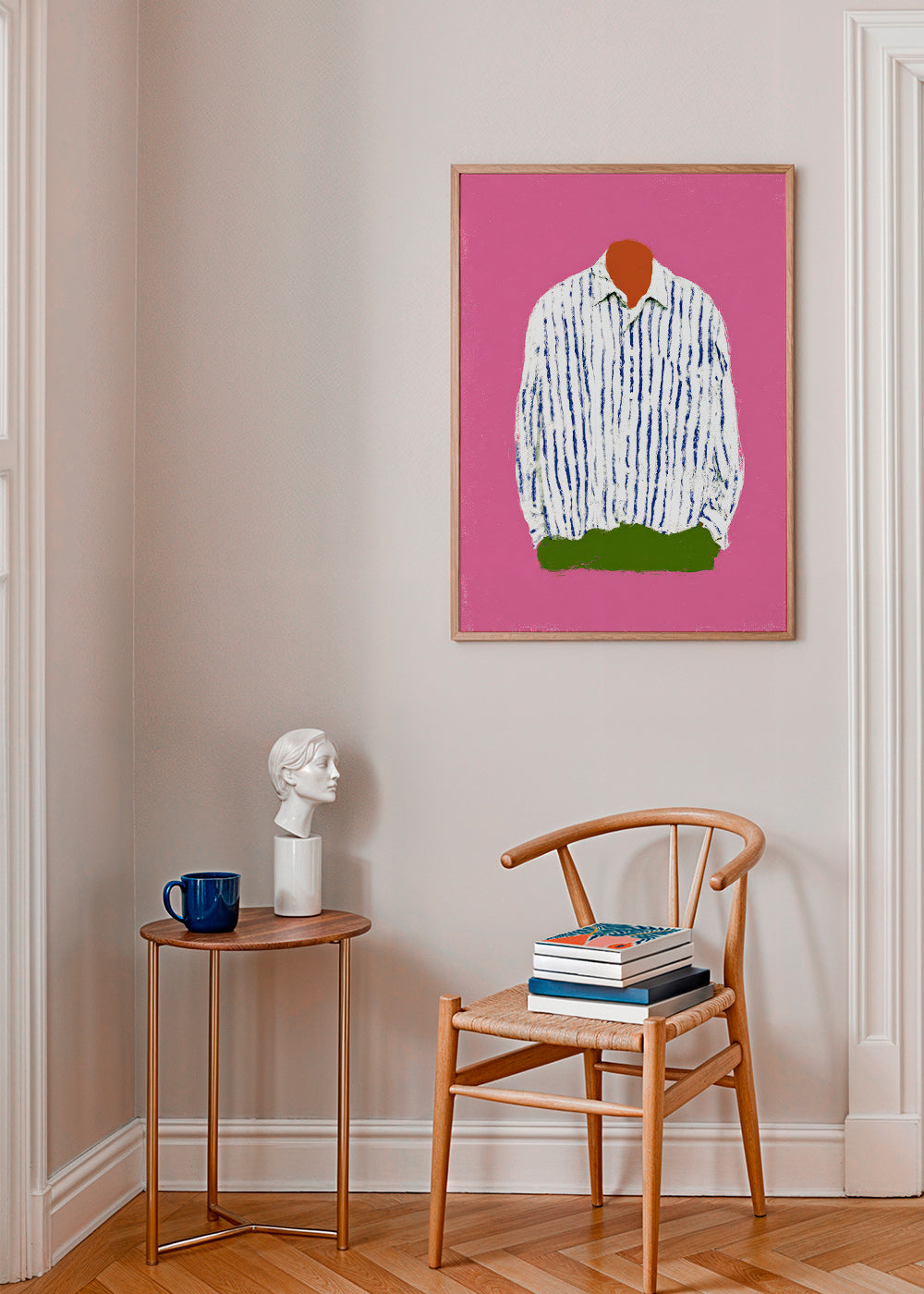 Striped shirt illustration on pink background