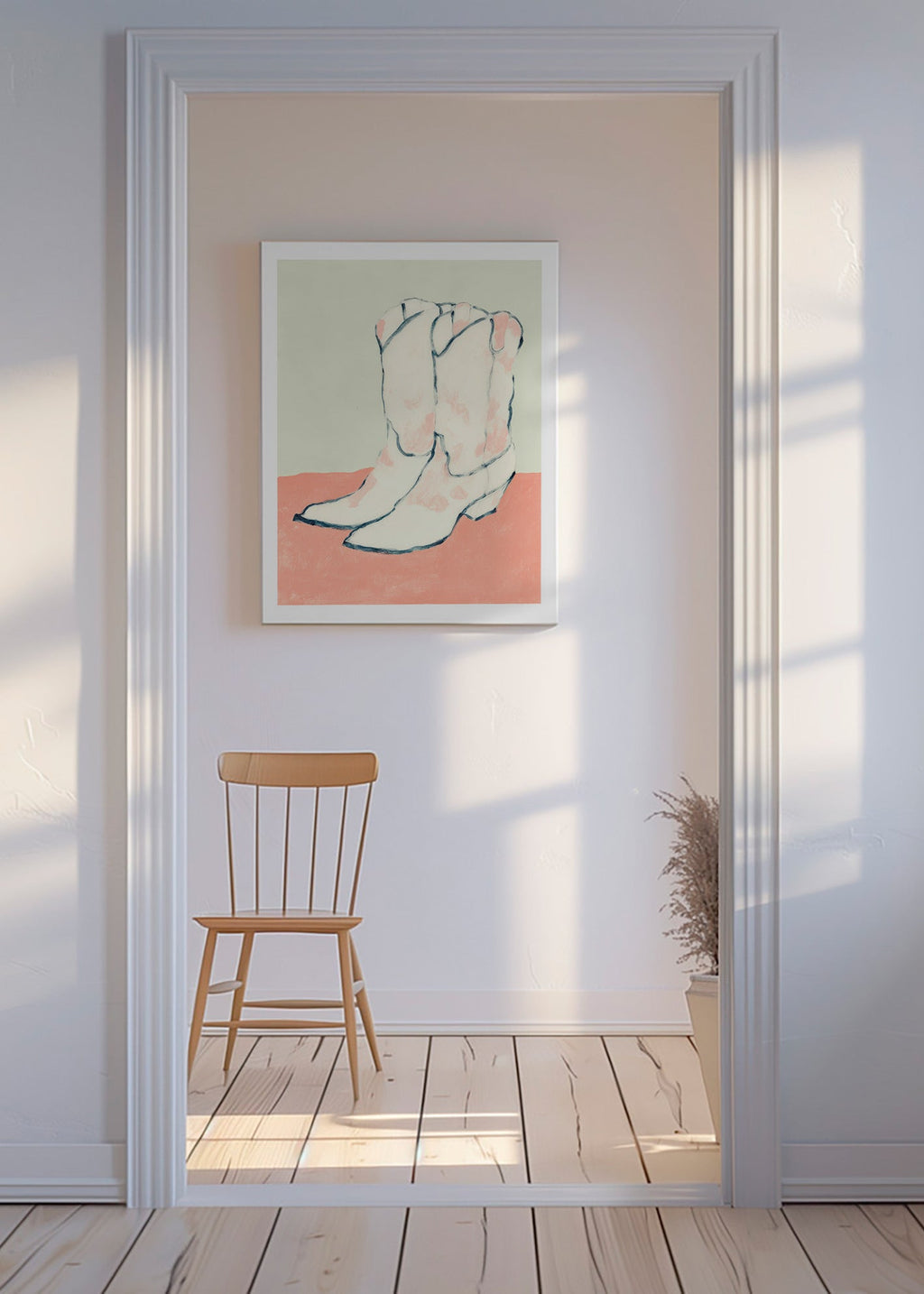 Illustration white boots with pastel base
