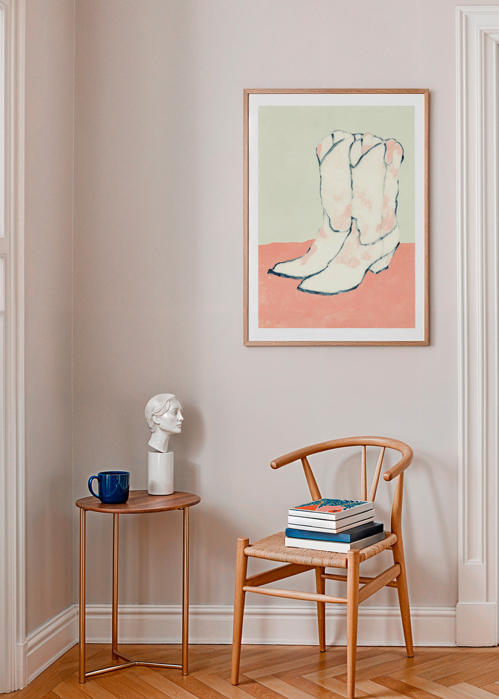 Illustration white boots with pastel base