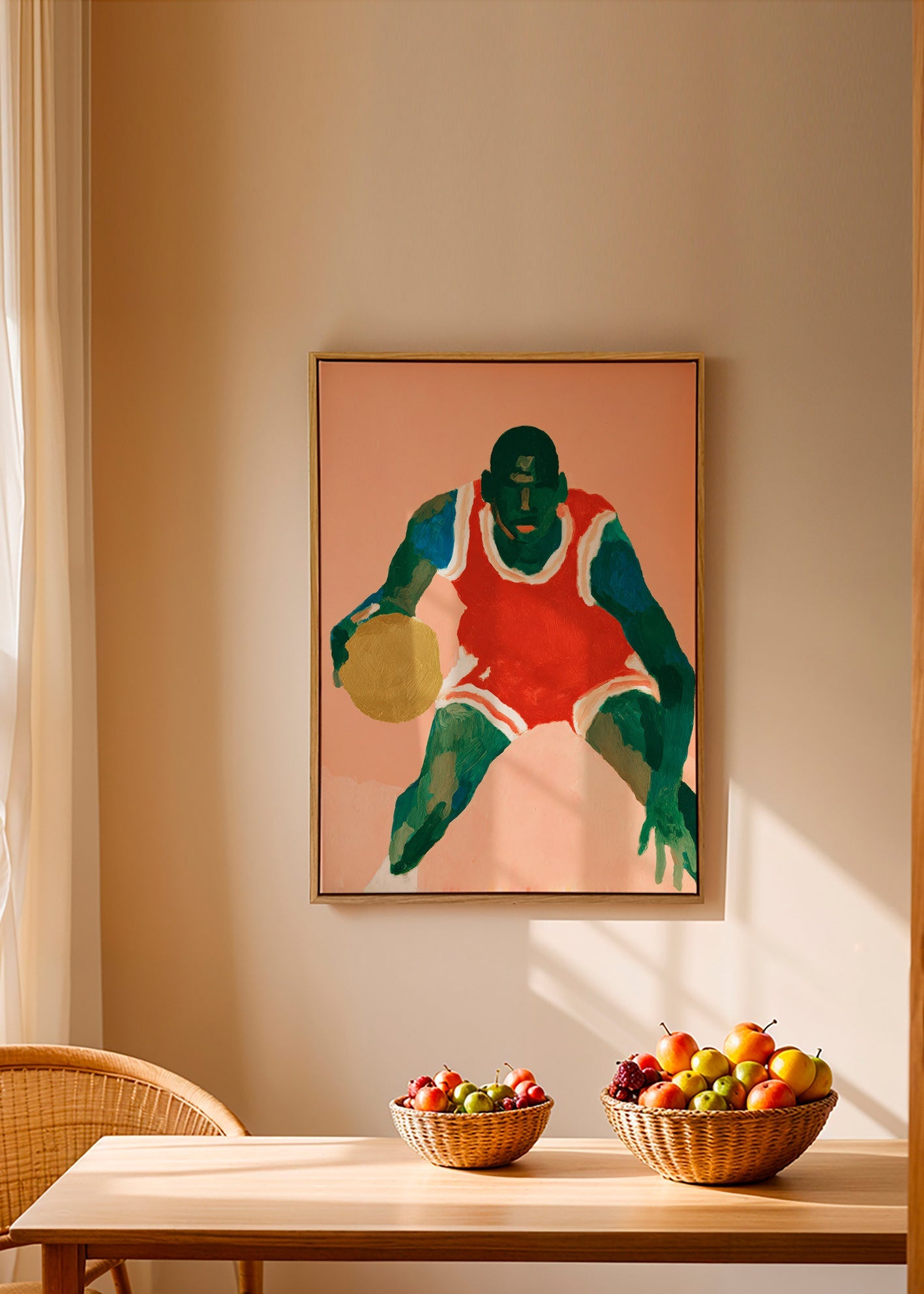 Sports art: basketball player in motion