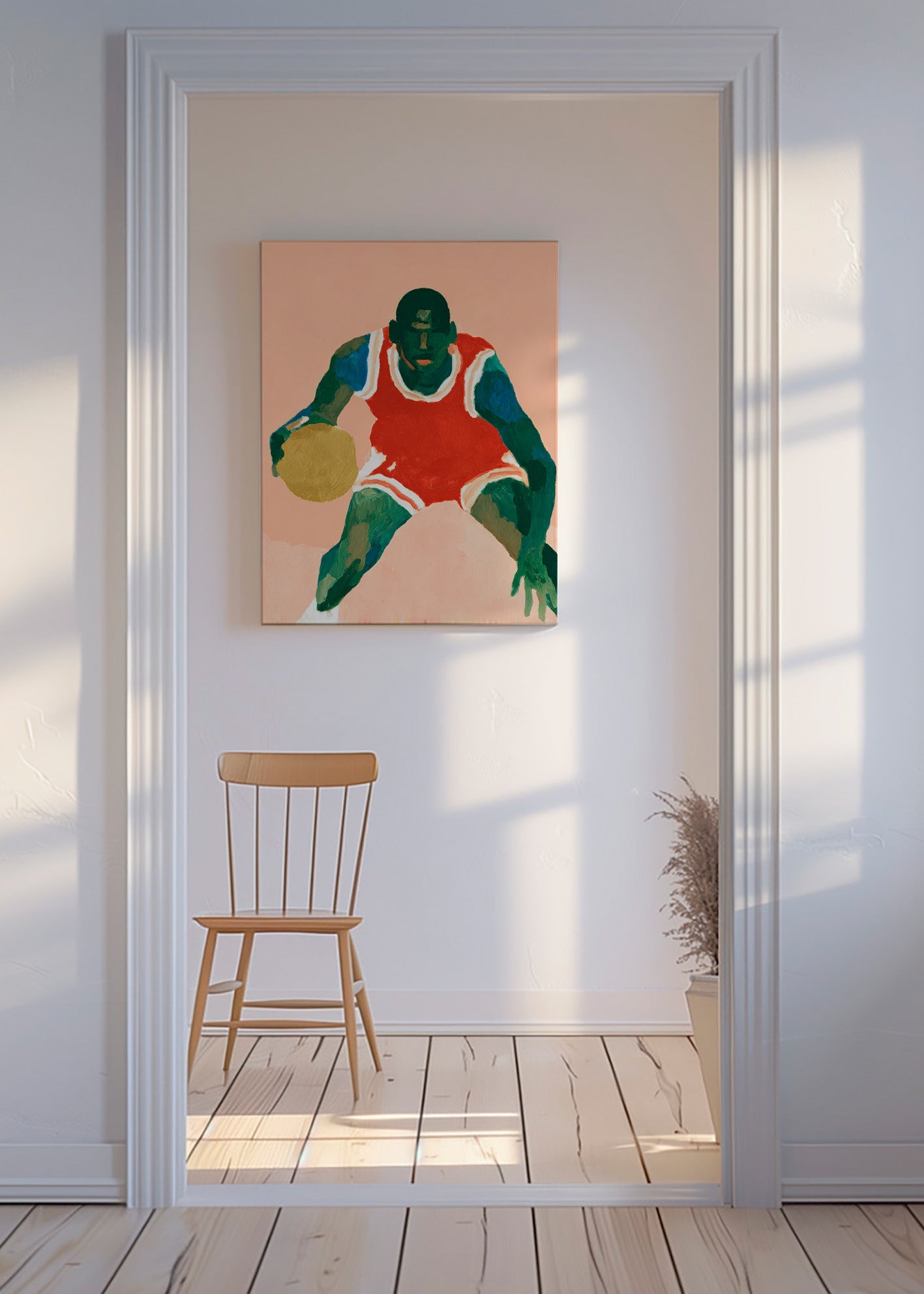 Sports art: basketball player in motion