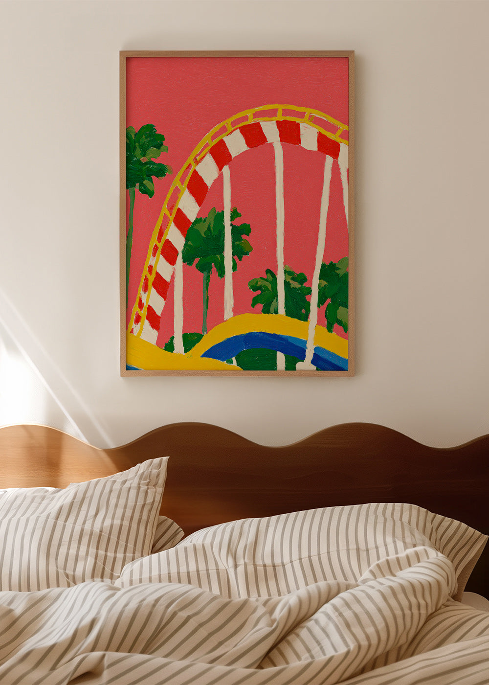 Botanical print with palms and colorful arch