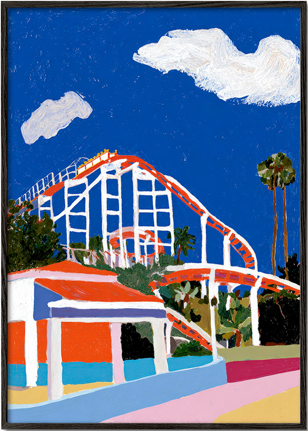 Amusement park illustration in bold color
