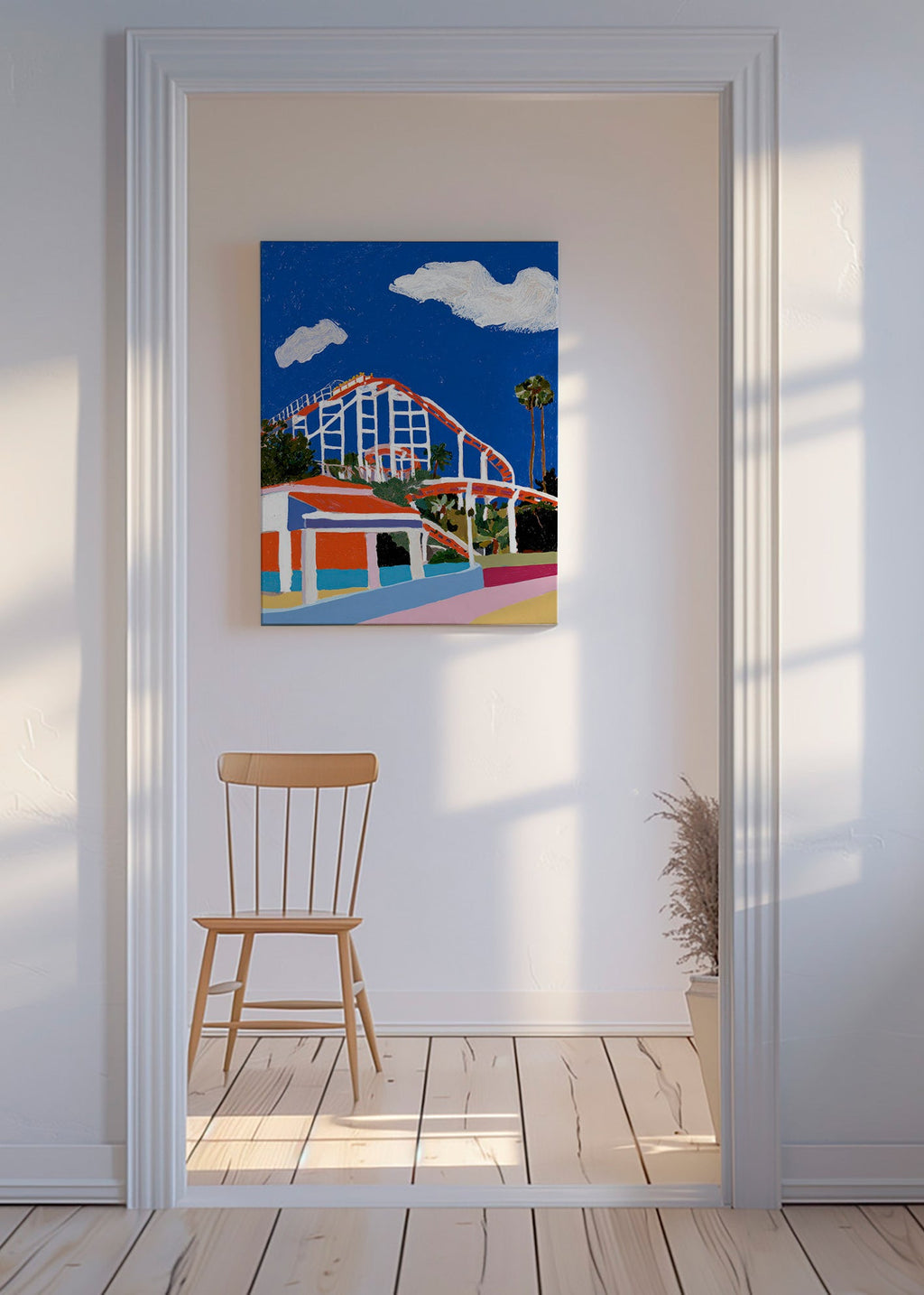 Amusement park illustration in bold color