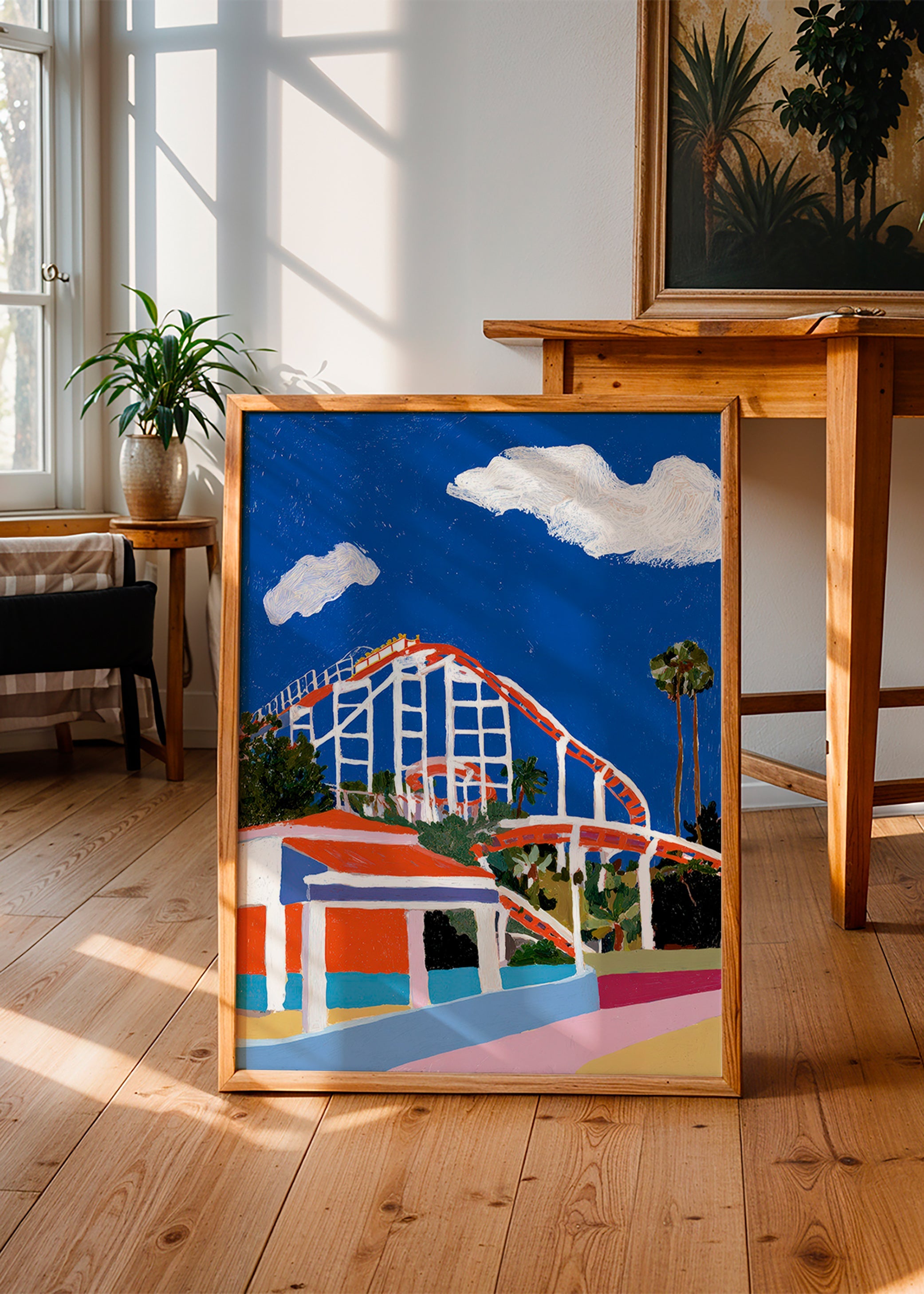 Amusement park illustration in bold color