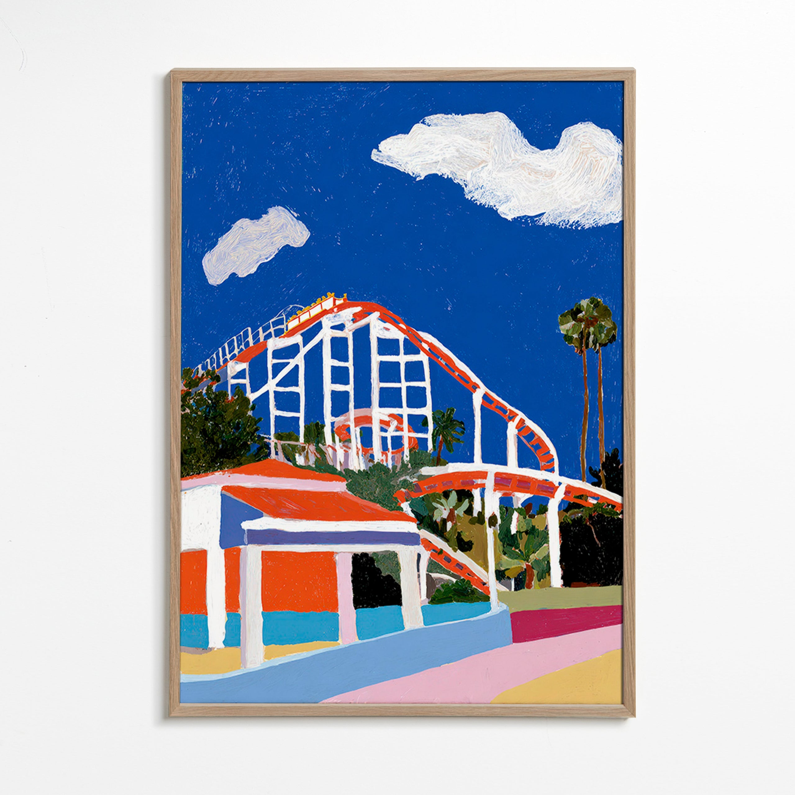 Amusement park illustration in bold color