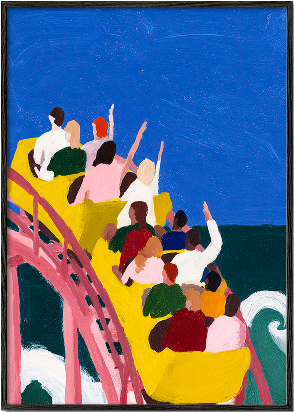 Illustration of rollercoaster by the sea