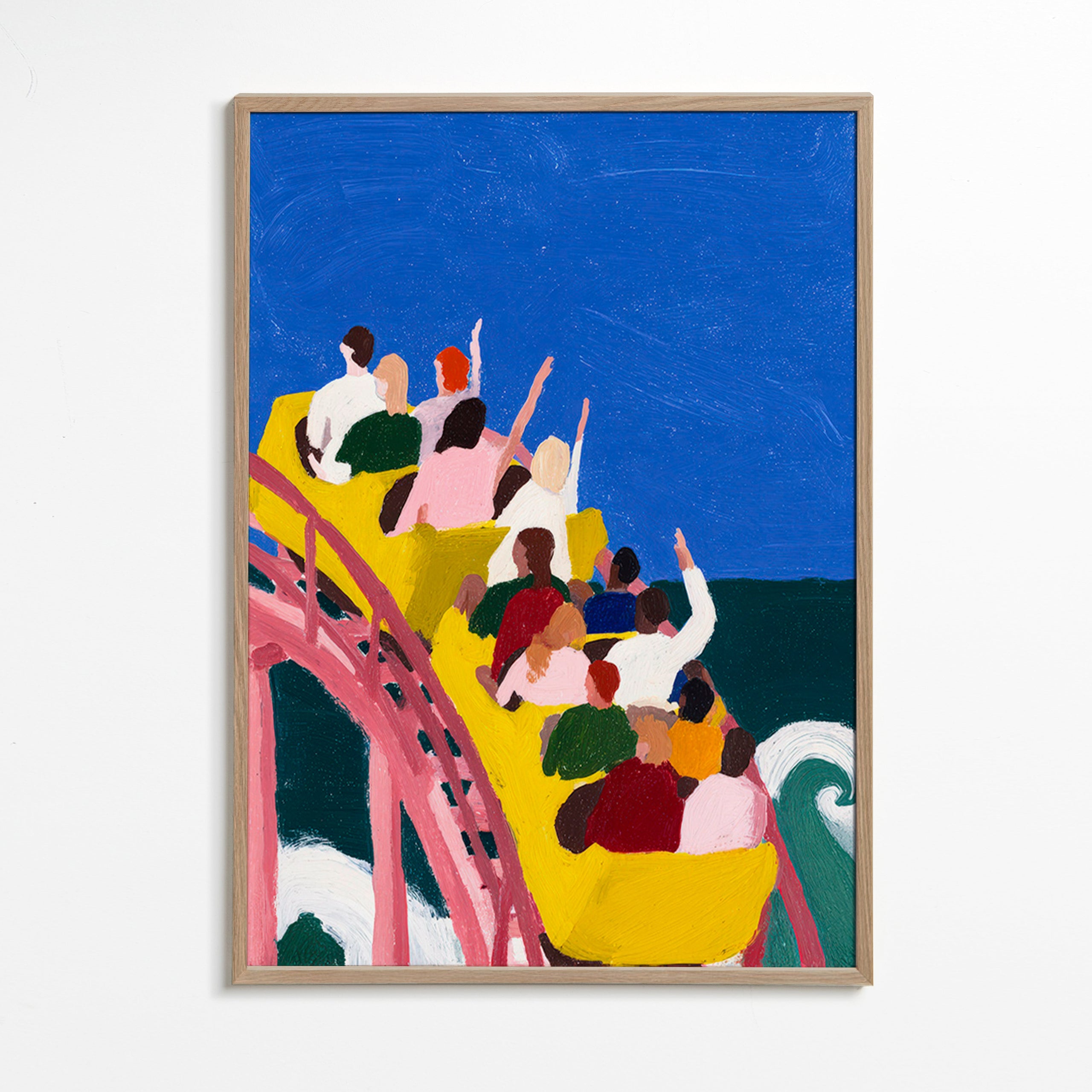 Illustration of rollercoaster by the sea