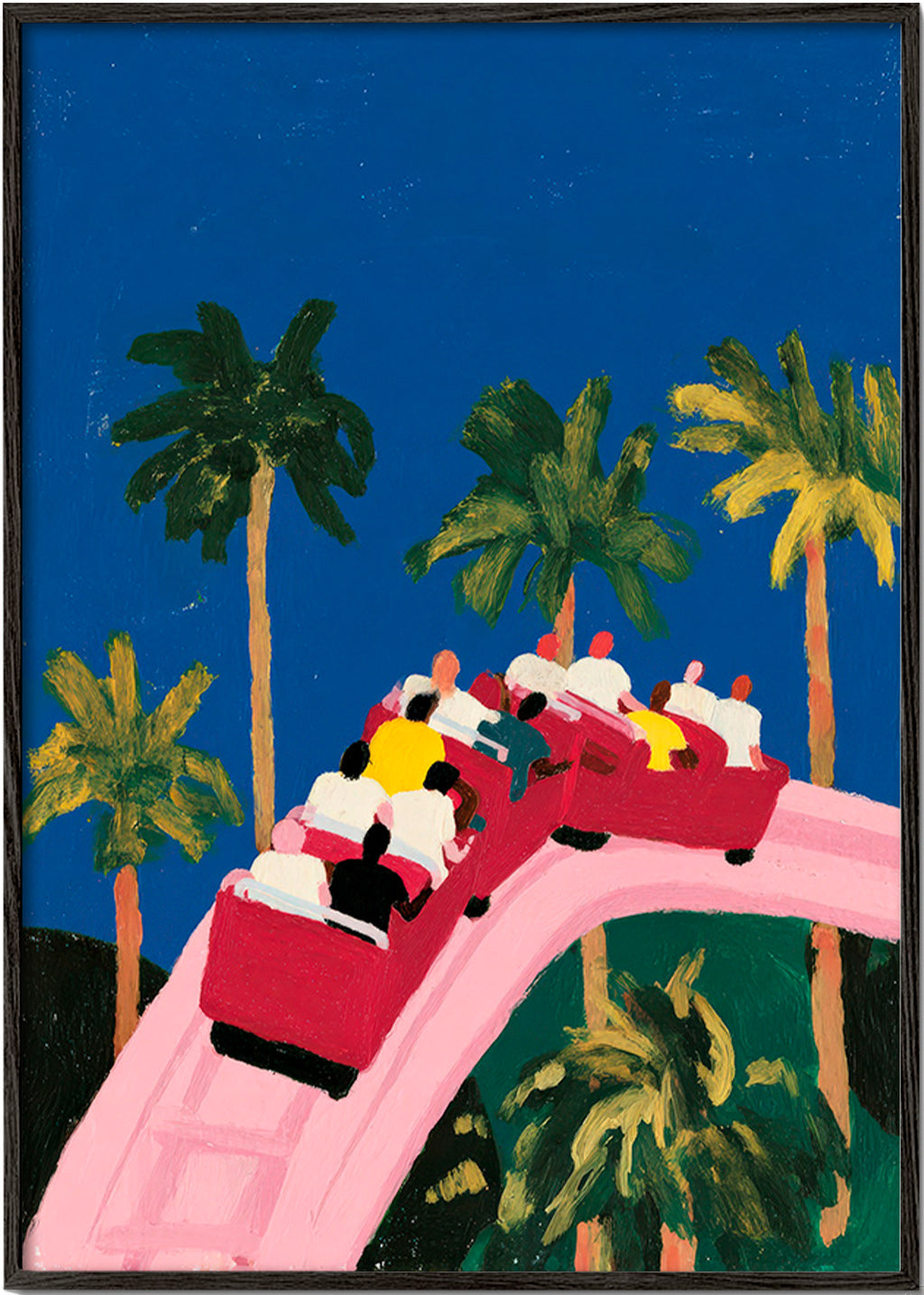Botanical print with palms and pink coaster