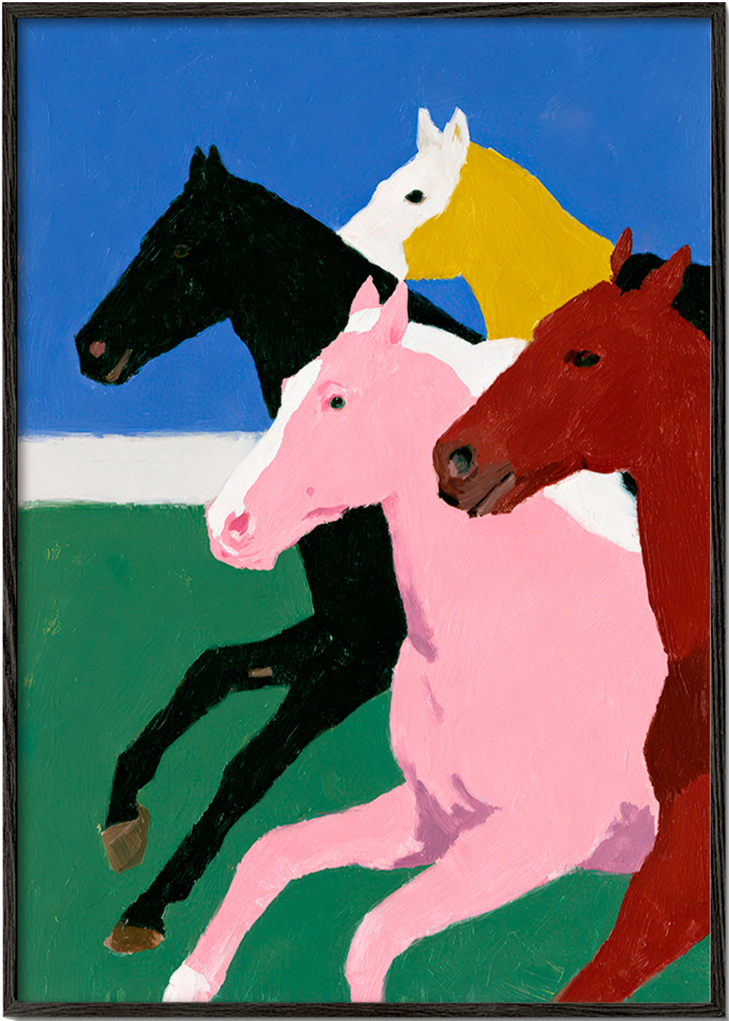 Artwork running horses with bold flat colors