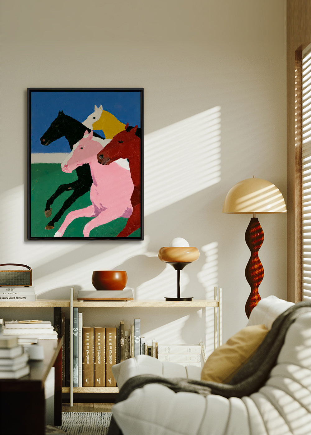 Artwork running horses with bold flat colors