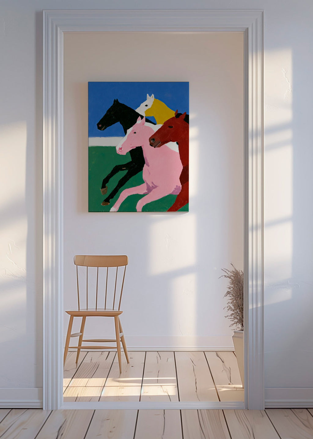 Artwork running horses with bold flat colors