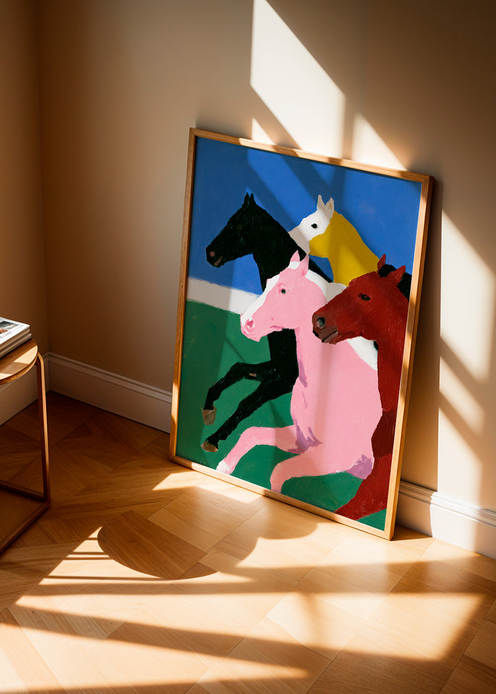 Artwork running horses with bold flat colors