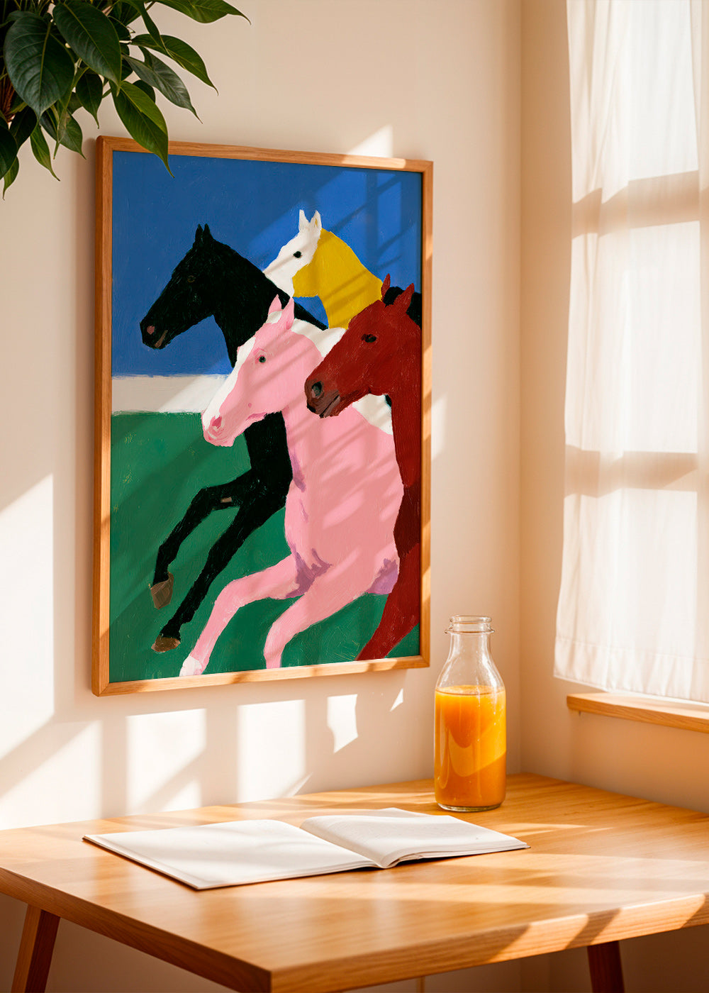 Artwork running horses with bold flat colors