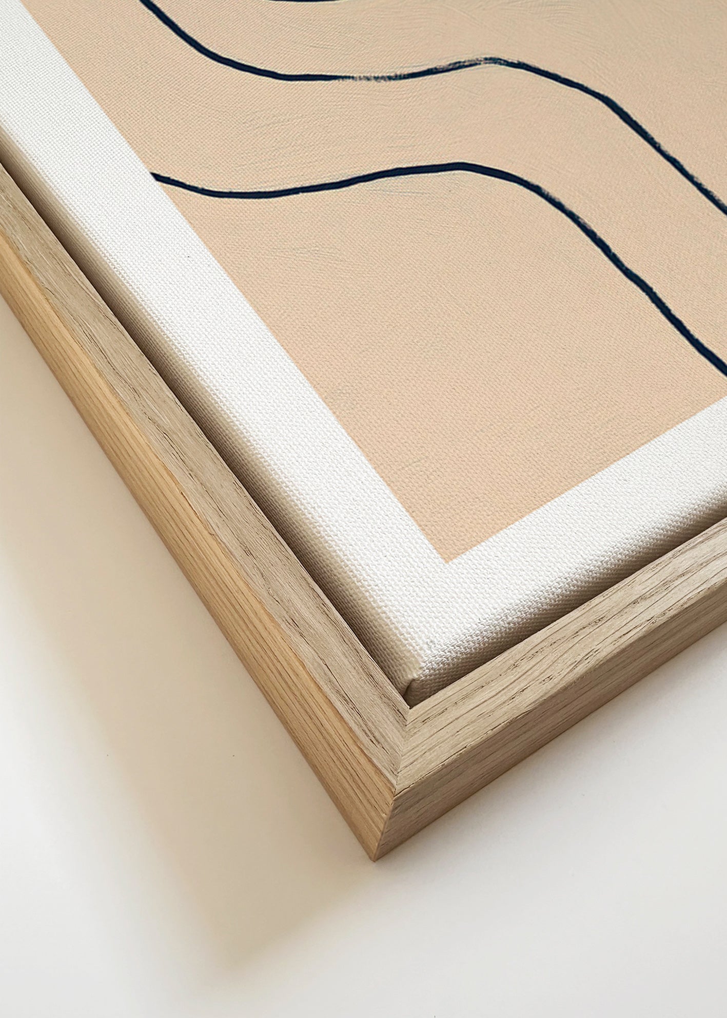 Minimalist art with flowing lines on beige