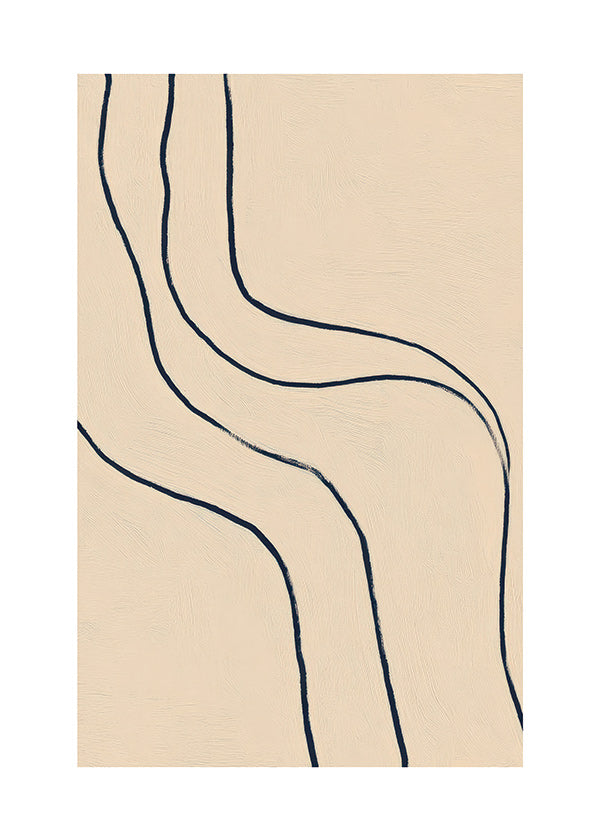 Minimalist art with flowing lines on beige