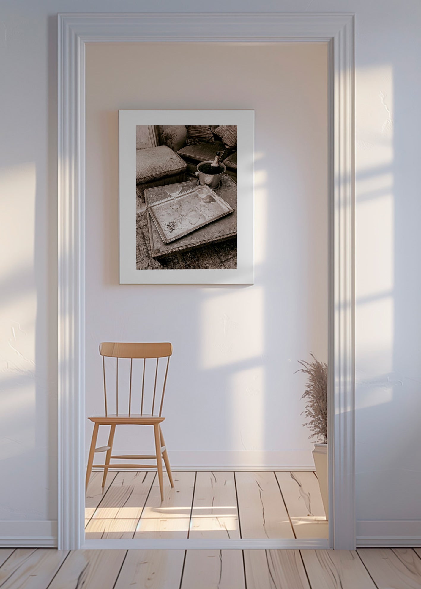 Kitchen art with champagne tray