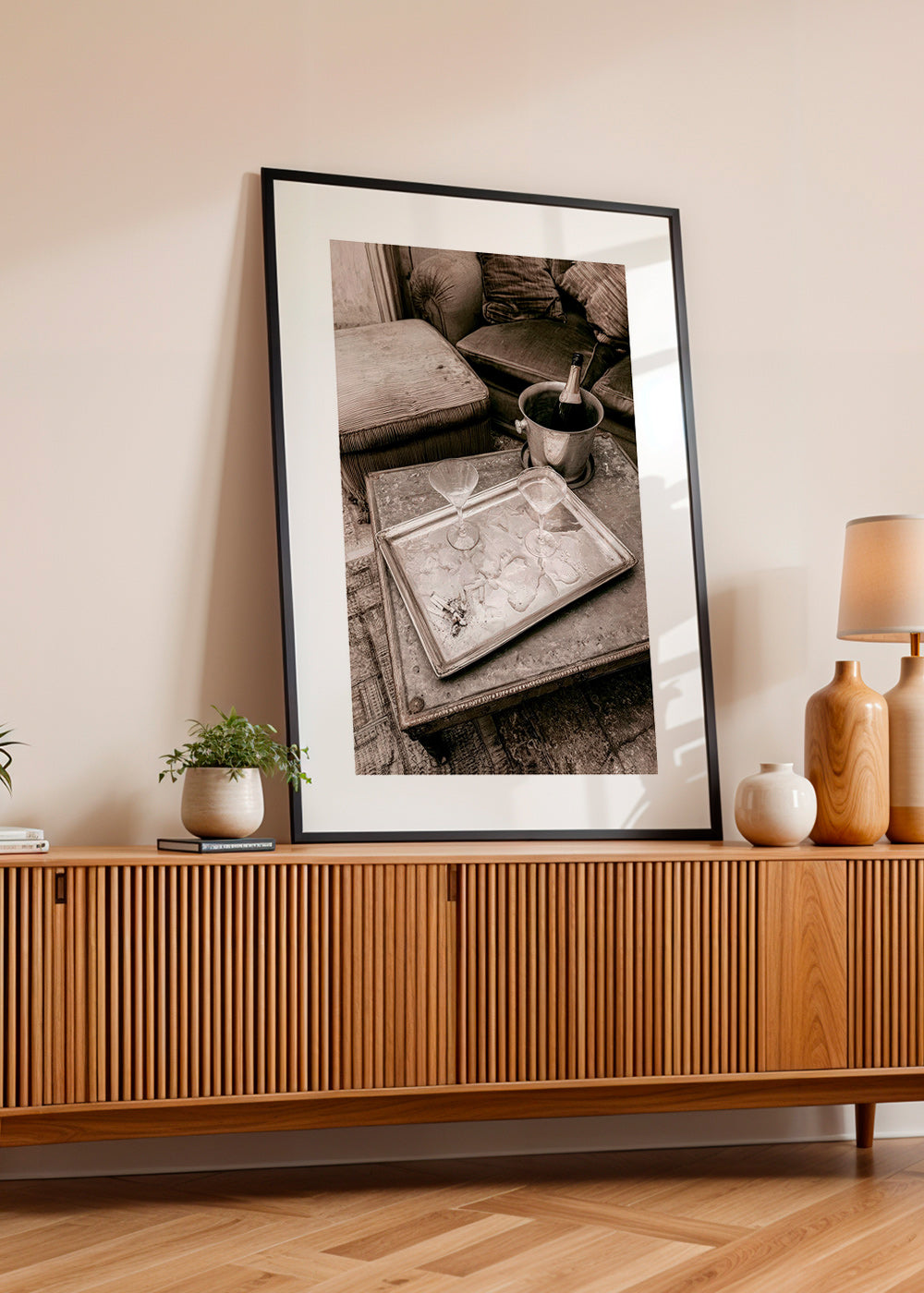 Kitchen art with champagne tray