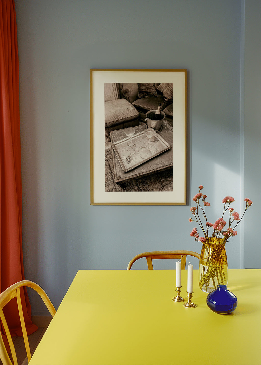 Kitchen art with champagne tray