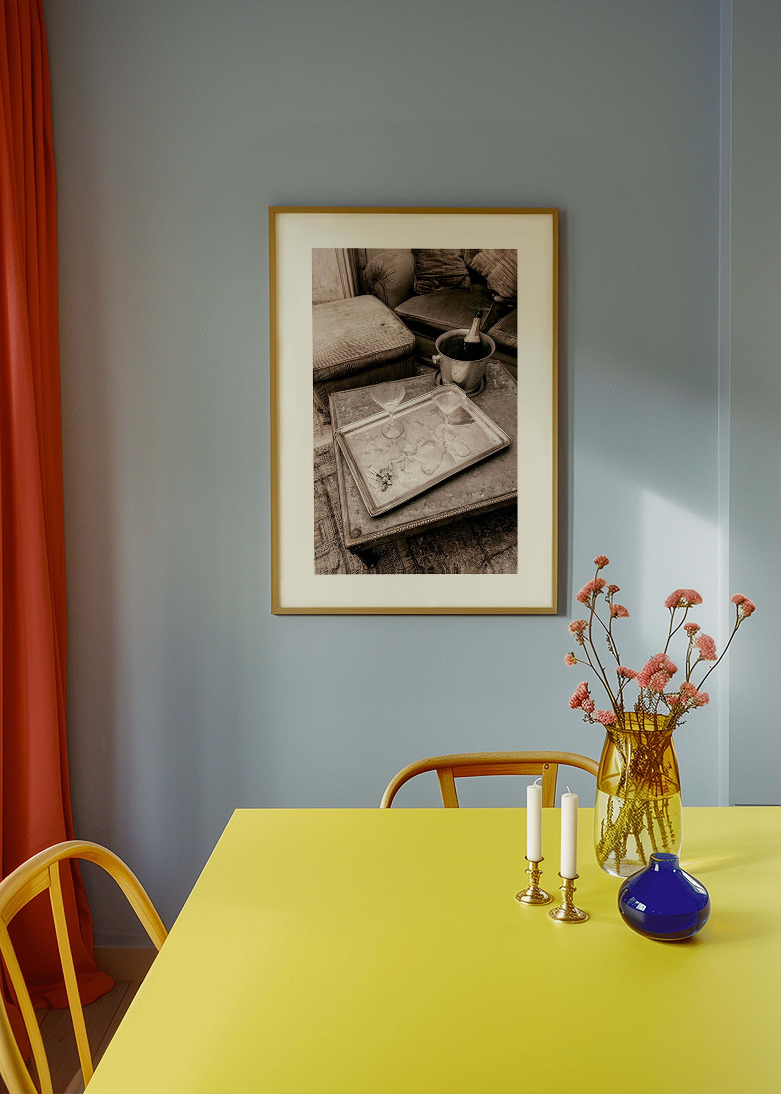 Kitchen art with champagne tray