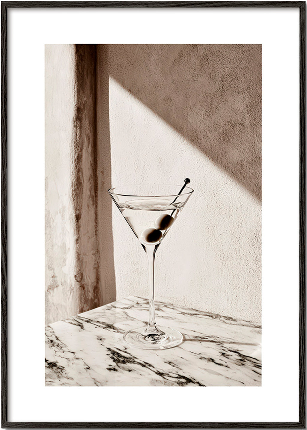 Kitchen art Martini in a glass on marble