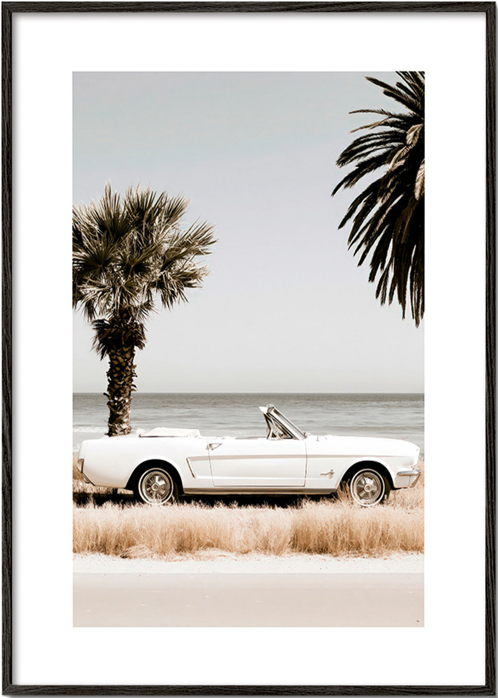 Vintage car photograph by the sea