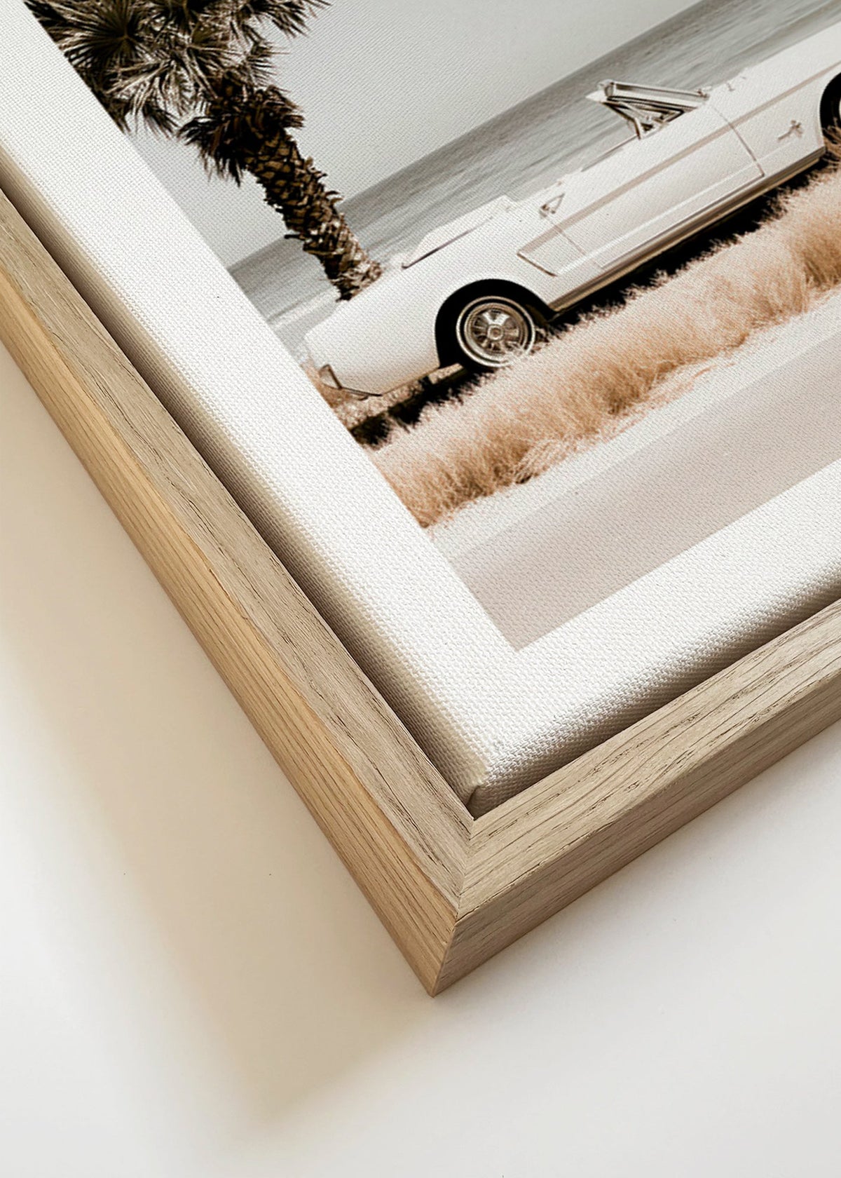 Vintage car photograph by the sea