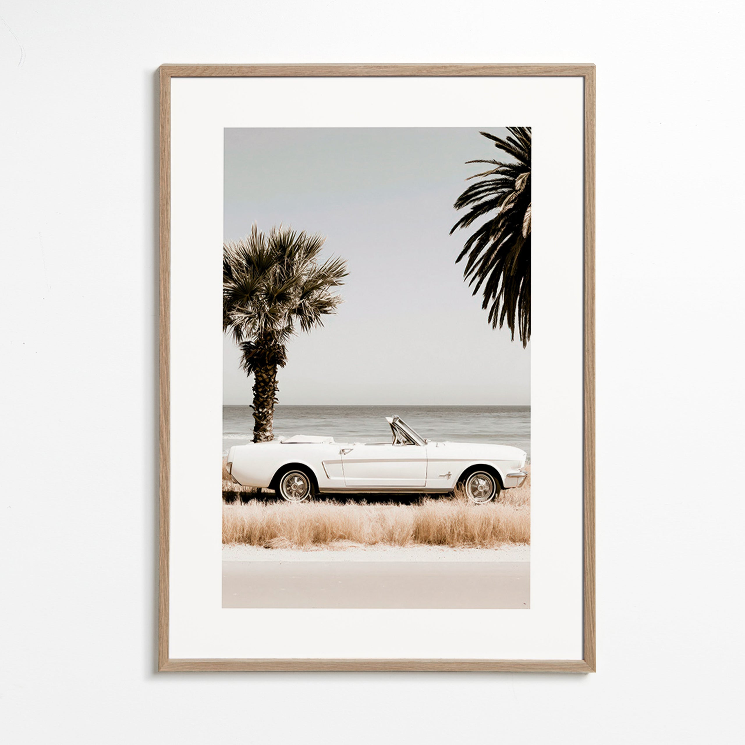 Vintage car photograph by the sea