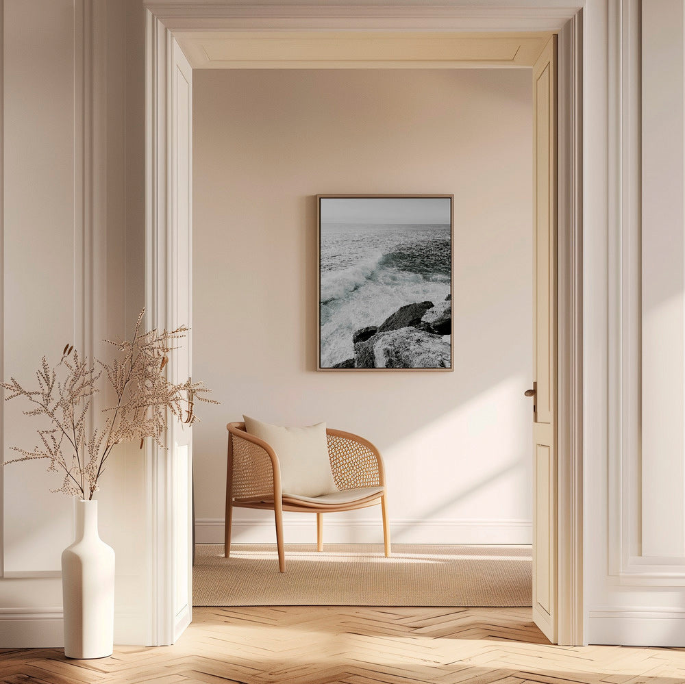 Landscape art: cliff and breaking wave