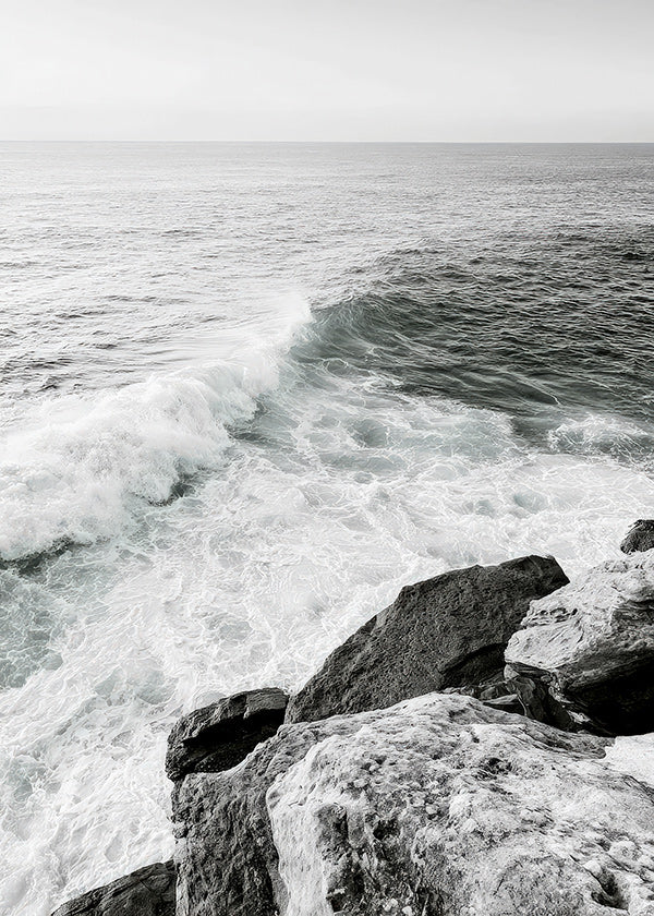 Landscape art: cliff and breaking wave