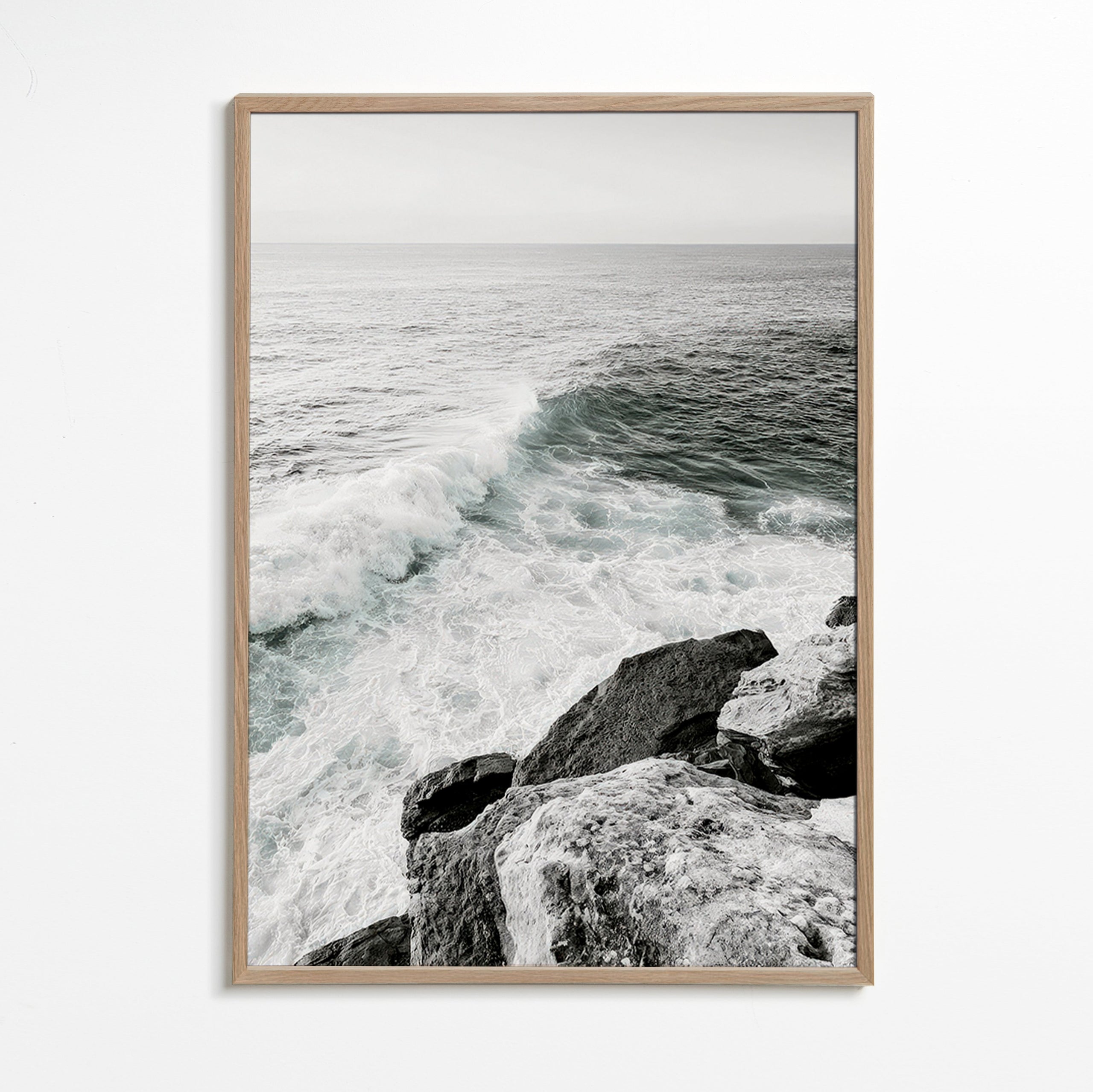 Landscape art: cliff and breaking wave