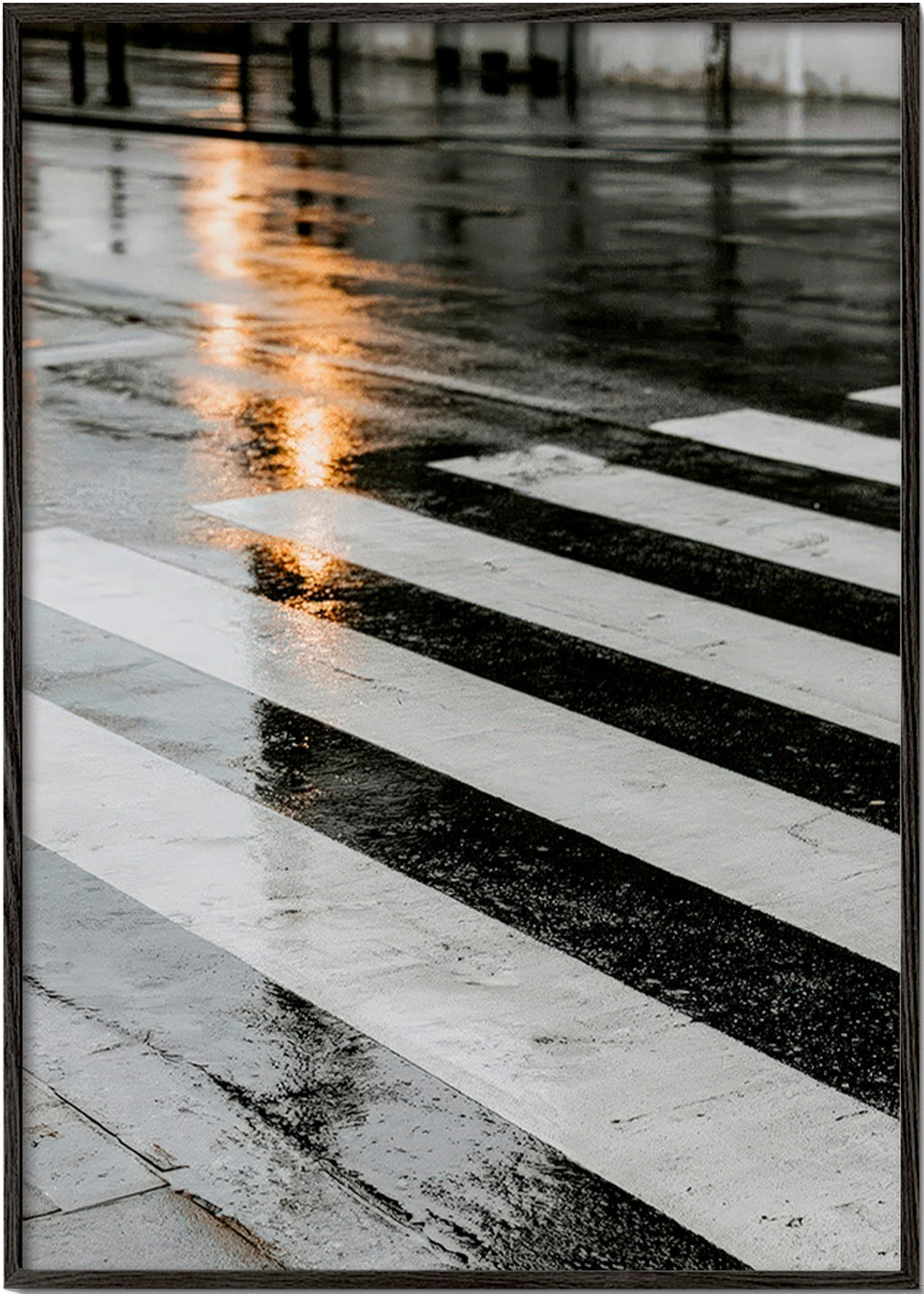 Photograph: wet crosswalk in the city