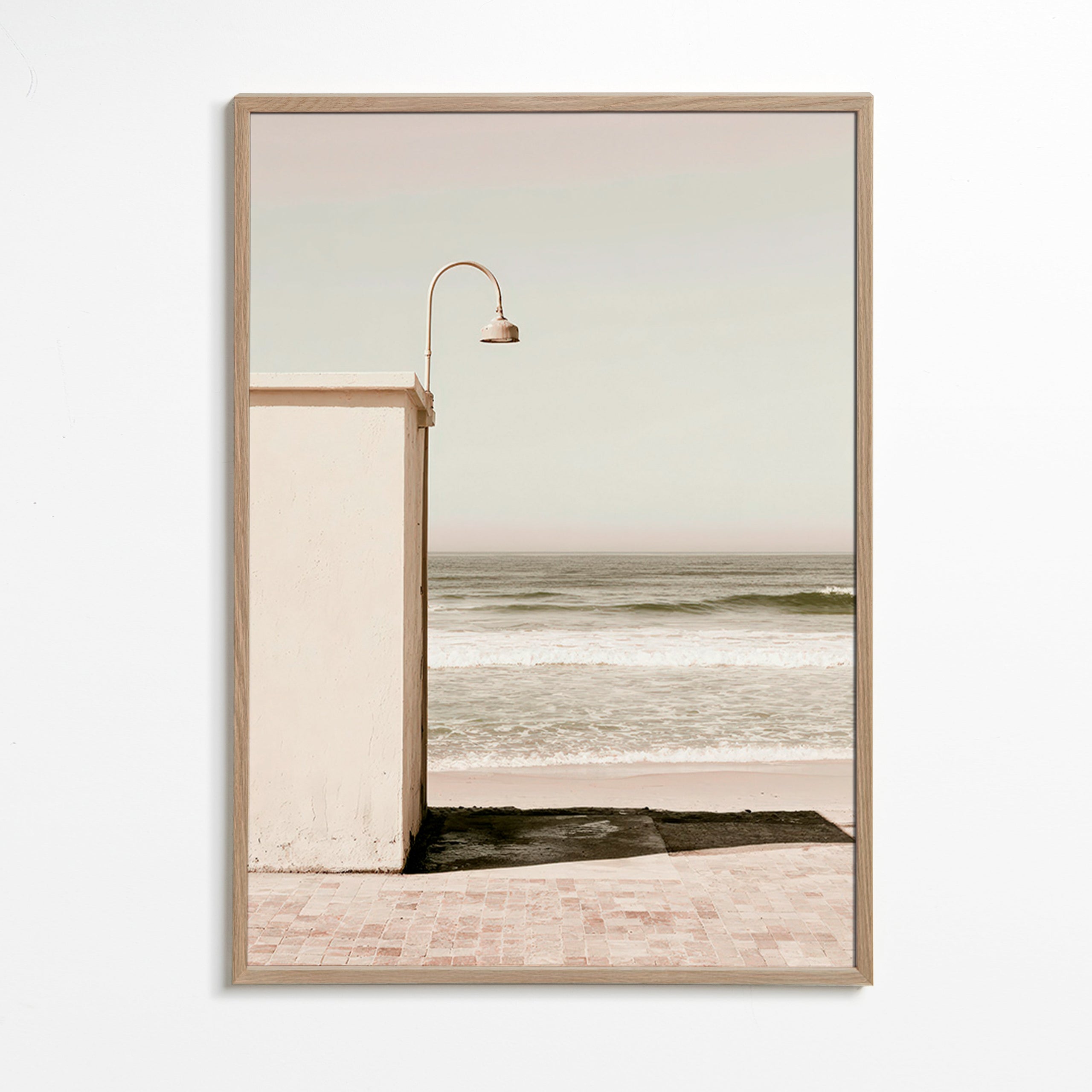 Landscape art: beach scene with wall lamp
