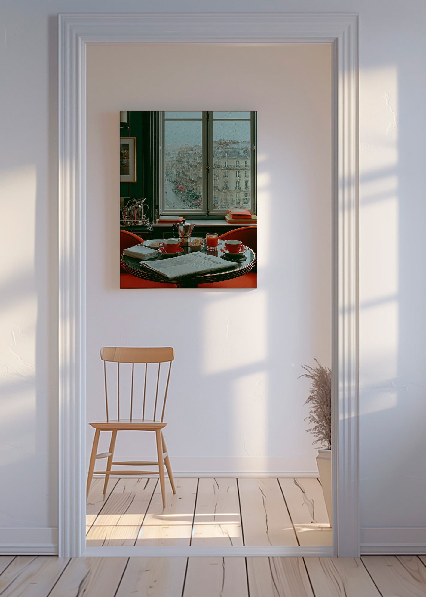 Kitchen art featuring a Paris window and coffee