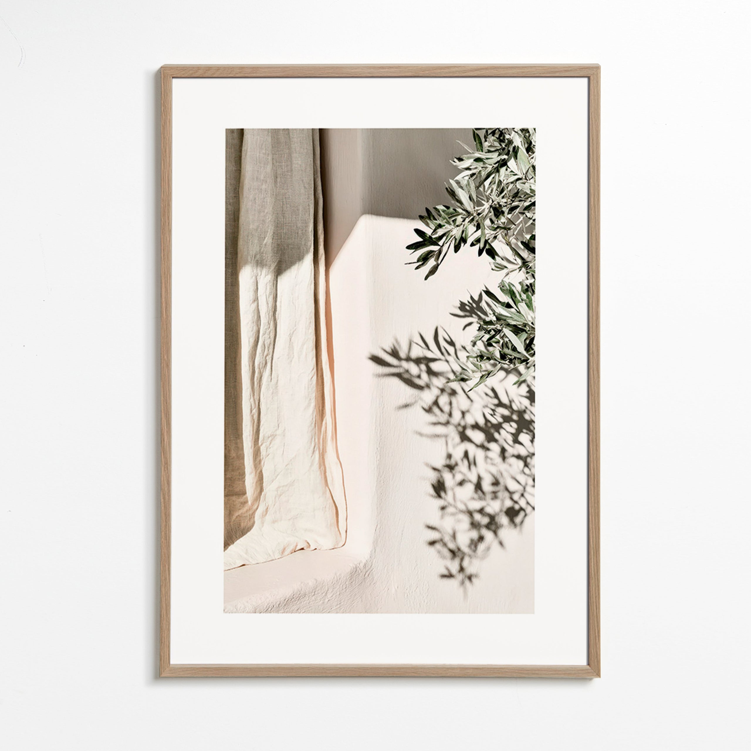 Botanical print linen and olive sprig