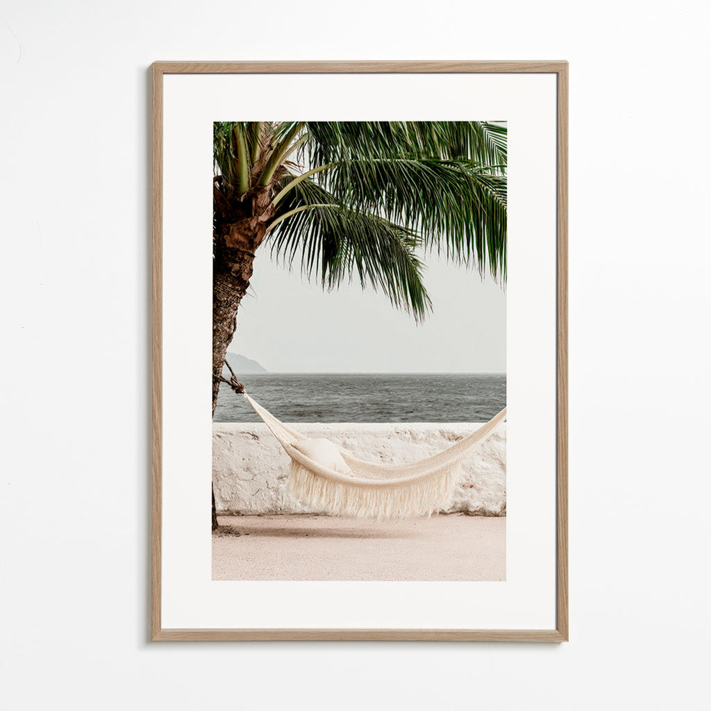 Landscape art with hammock and palm