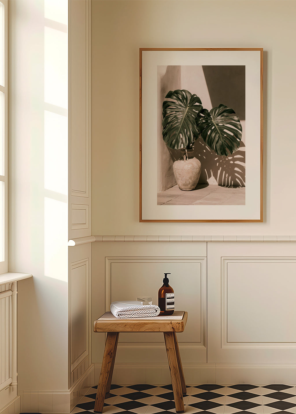 Botanical print Monstera pot study