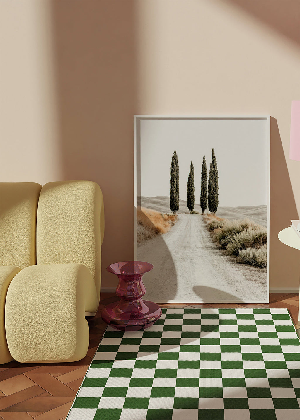 Landscape art: cypress lane on a dusty road