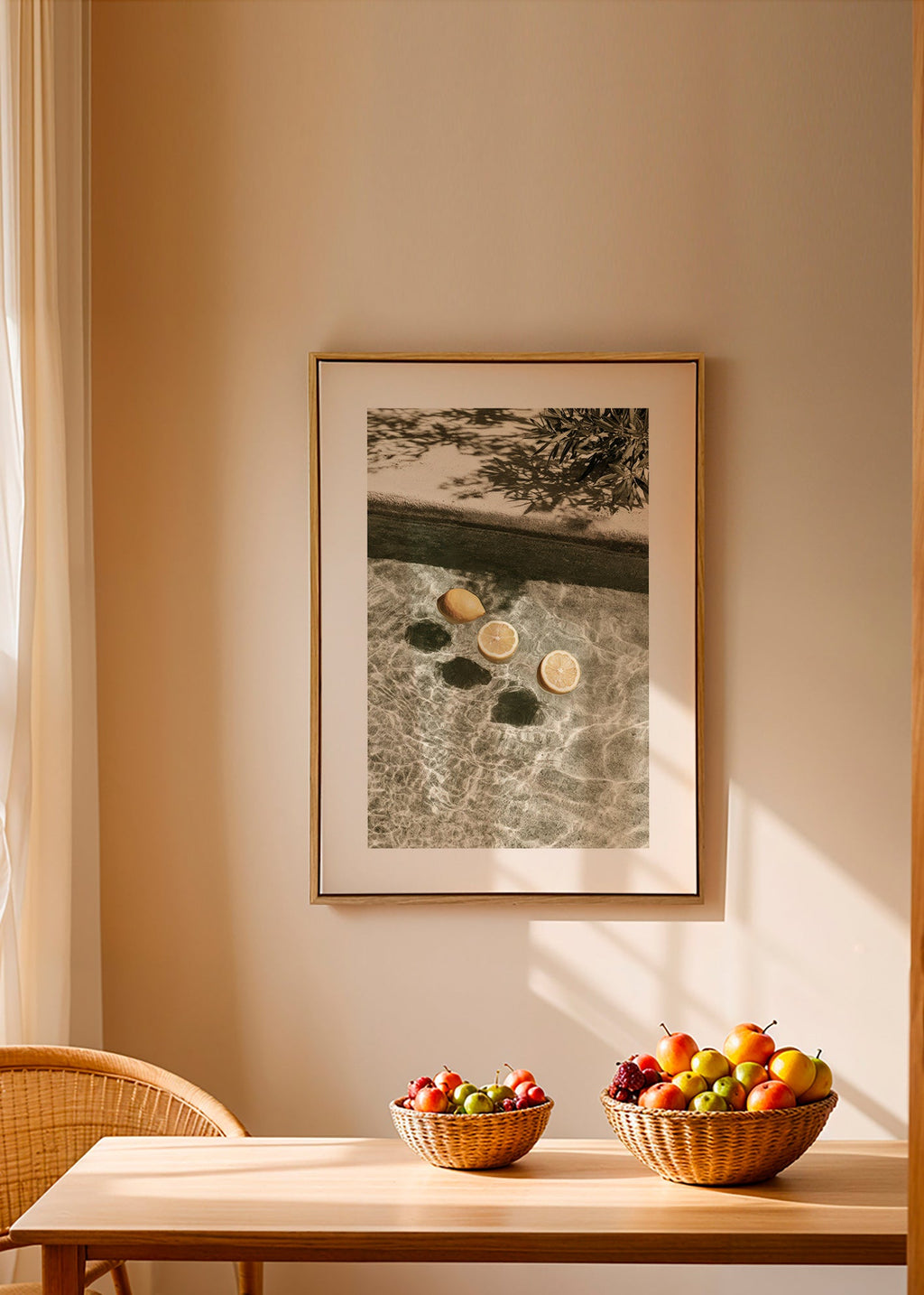 Kitchen art with floating lemons