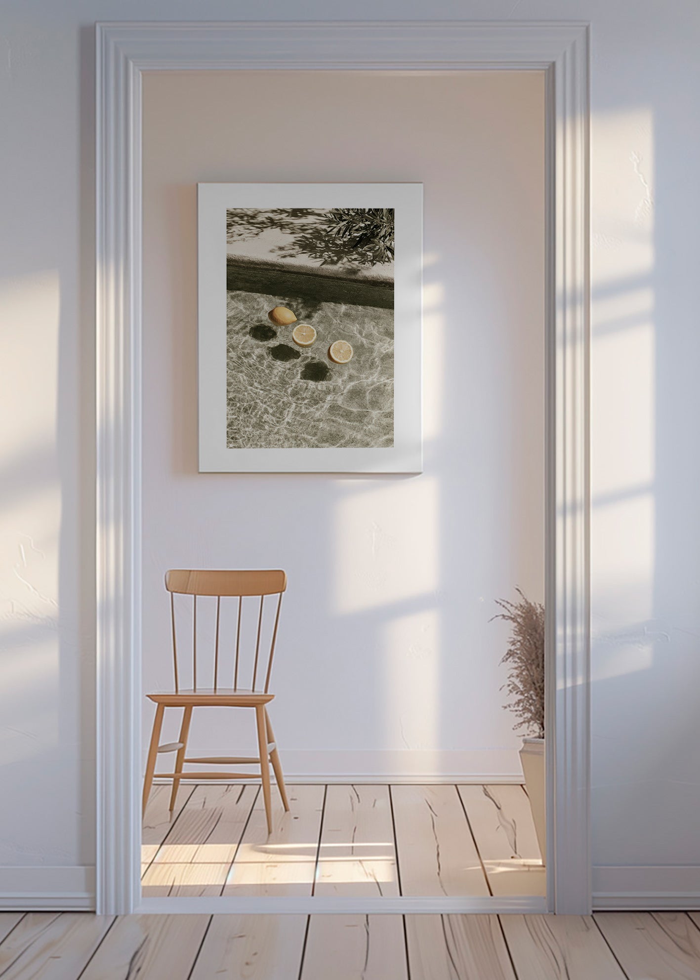 Kitchen art with floating lemons
