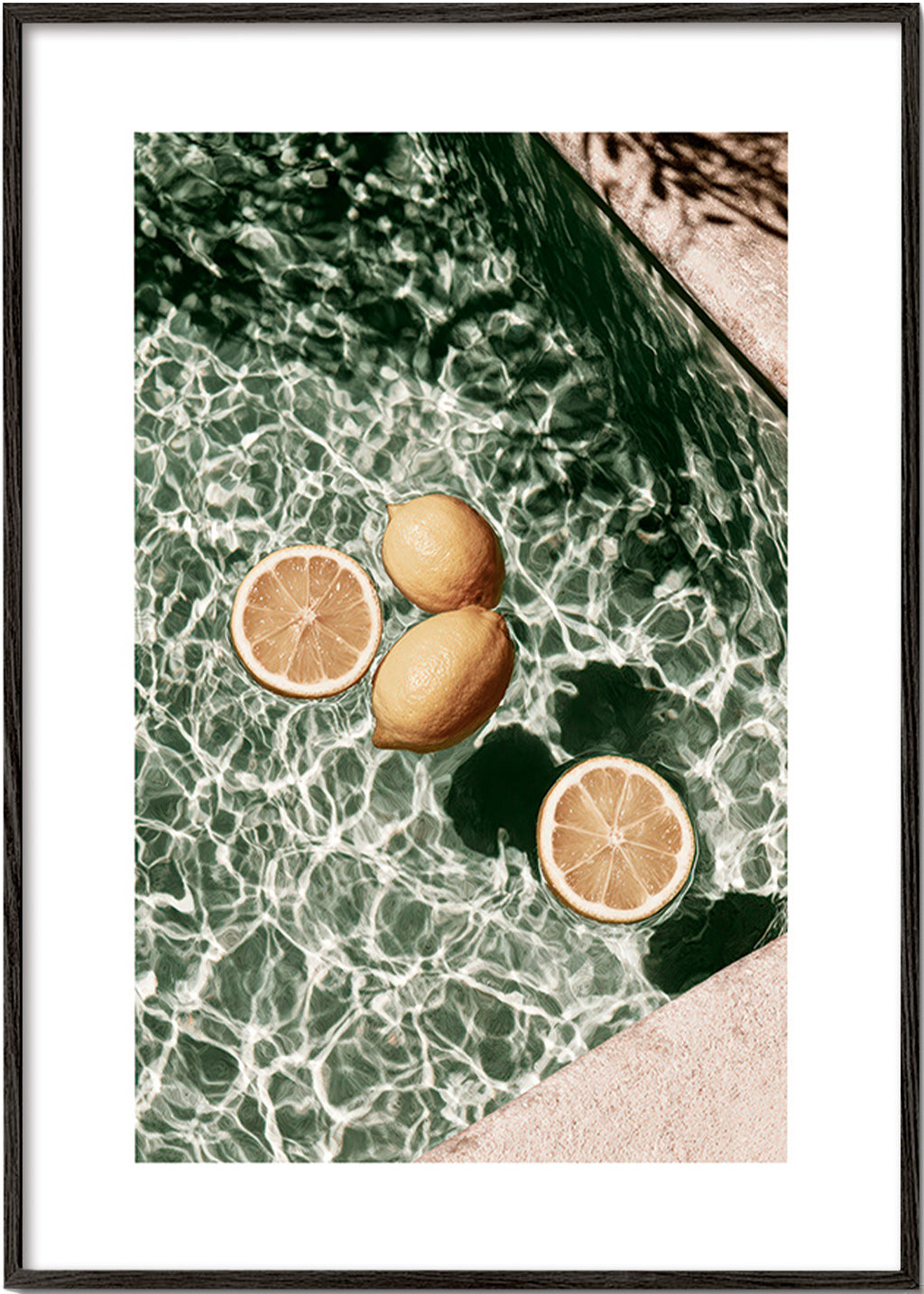 Kitchen art Lemons on pool water