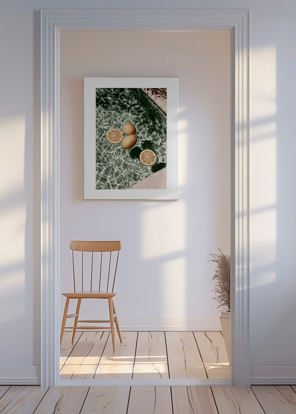 Kitchen art Lemons on pool water