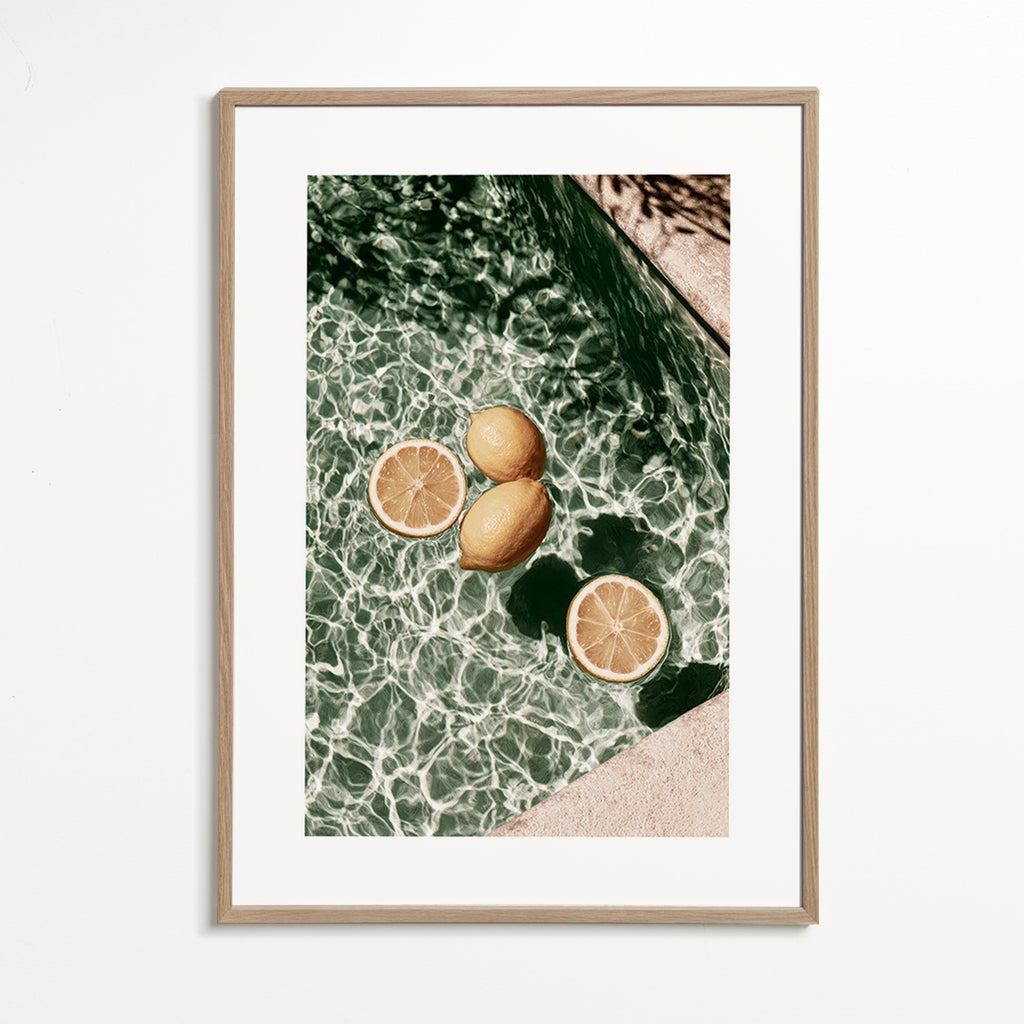 Kitchen art Lemons on pool water