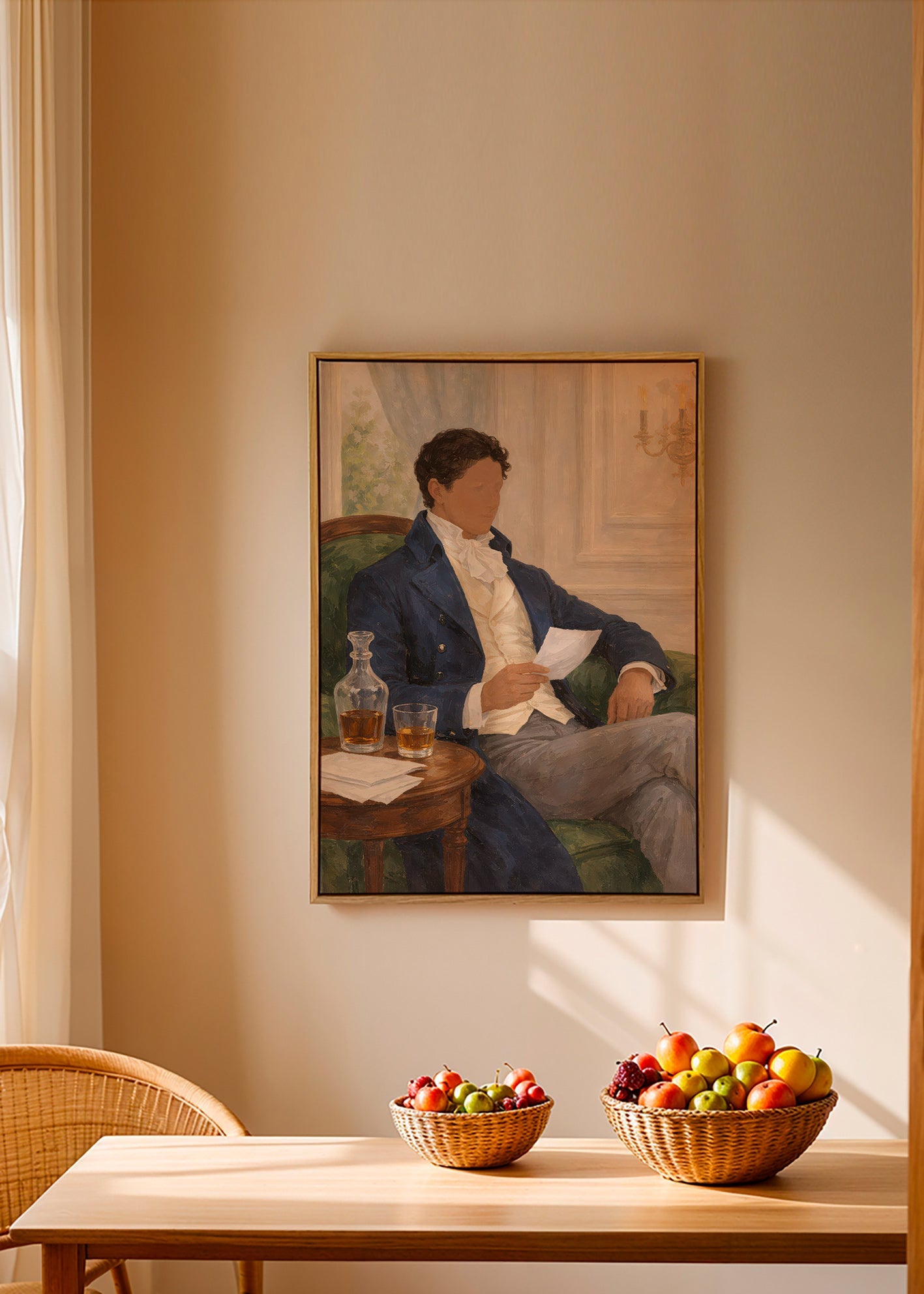 Vintage print of gentleman reading