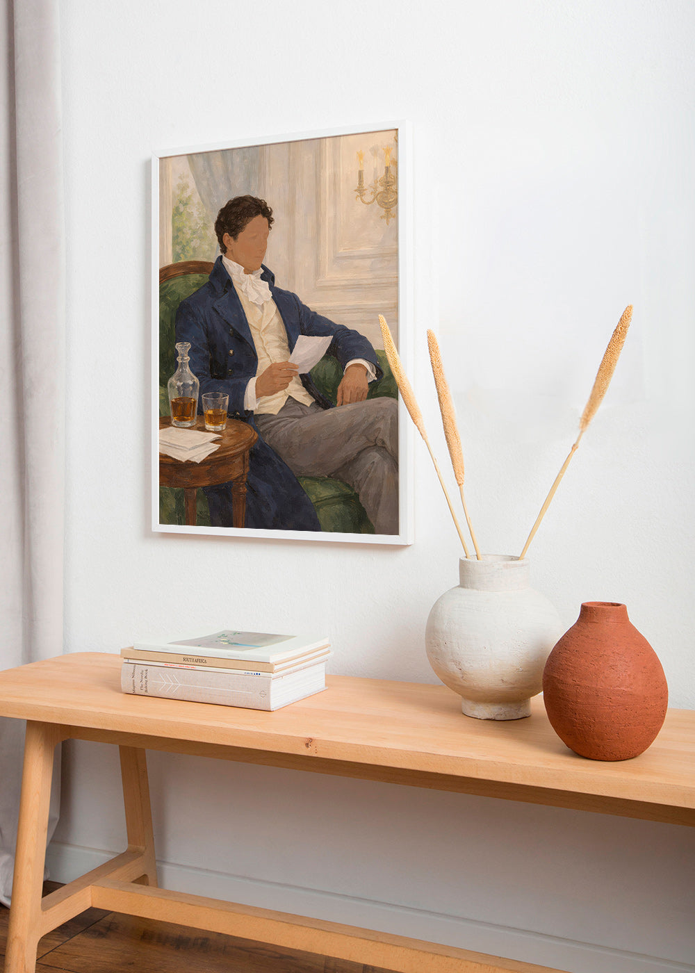 Vintage print of gentleman reading