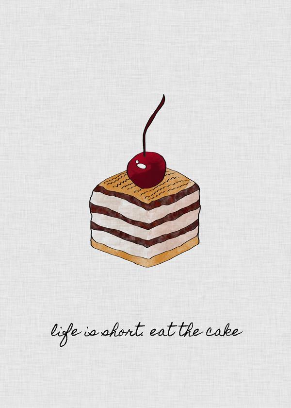 Cake quote poster for the kitchen - Modern art prints – Artesta